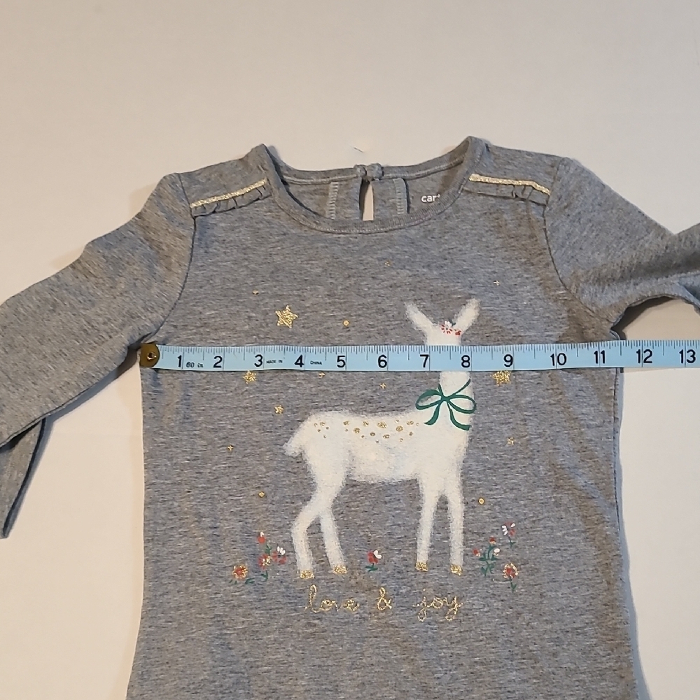 Carters Cute Festive Girls Reindeer Shirt With Glitter NWT Size 3/3T - Picture 6 of 10